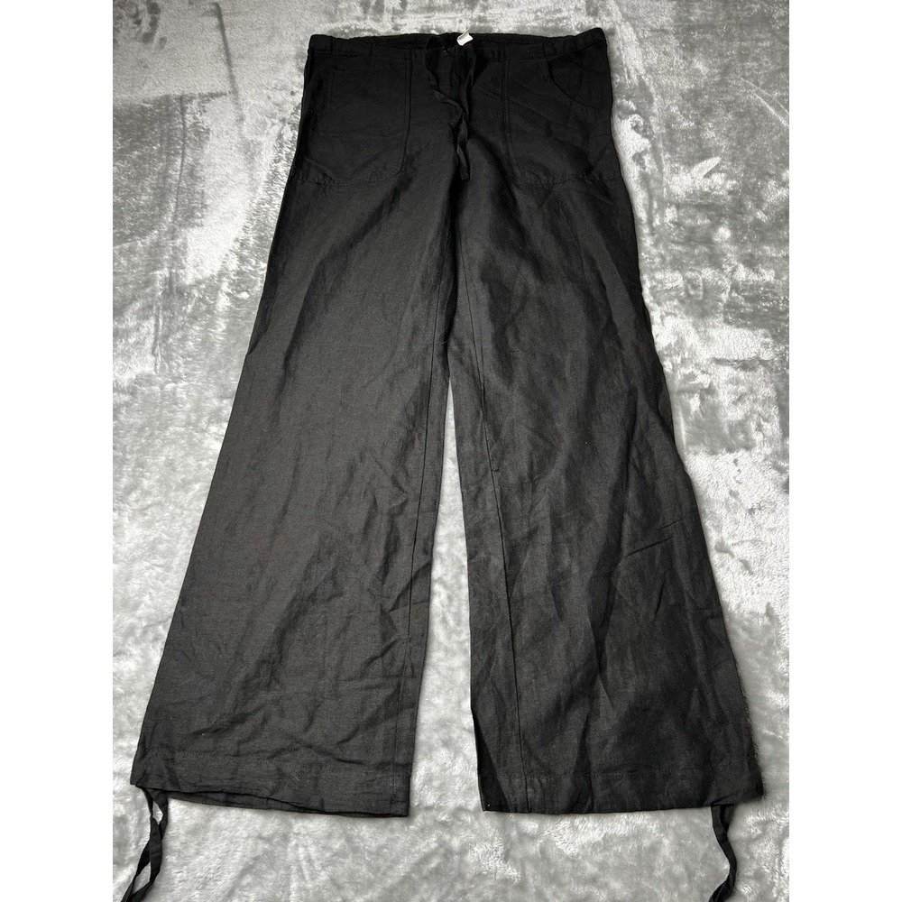 Divided Linen Pants Women Size 6 Solid Trousers Slacks Wide Leg Dress Up Formal